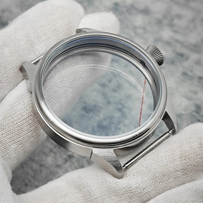 42mm Brushed Watch Case with Transparent Back for ETA 6497/6498 ST3600/ST3620