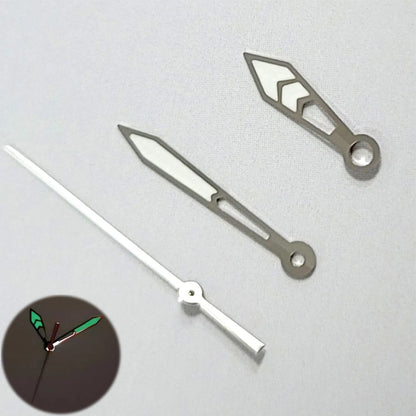 Modified Silver Trim Green Luminous Watch Hands for NH35 NH36 4R36