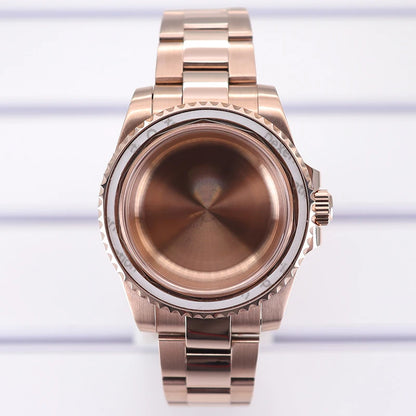 40mm Steel Rose Gold Watch Case No bezel For NH35/34/36/70 Eta2824 Miyota8215