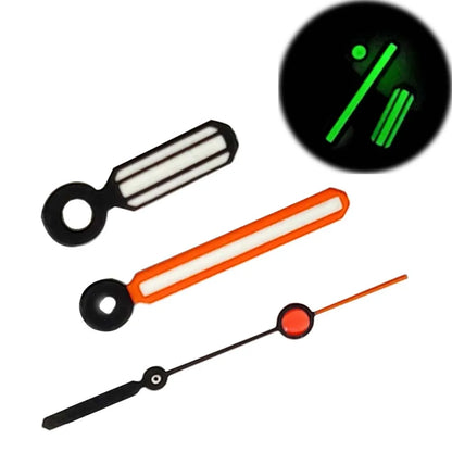 Black Orange Watch Hands With Green Luminous for NH35 NH36 Movement