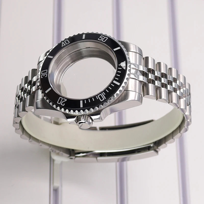 40mm Watch Case Steel For Nh36 Nh35 4R36 Eta2824 Miyota 8215 Ceramic Bezel