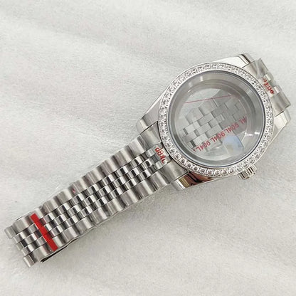 39mm/36mm Watch Case Strap Set with Diamond Bezel for NH35 NH36 Sapphire Glasse