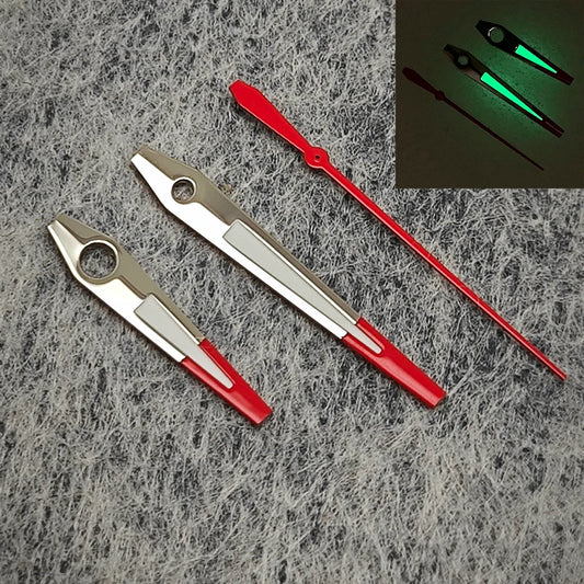 Silver Red Hands with Green Luminous Modified Watch Hands for NH35/36/4R/7S