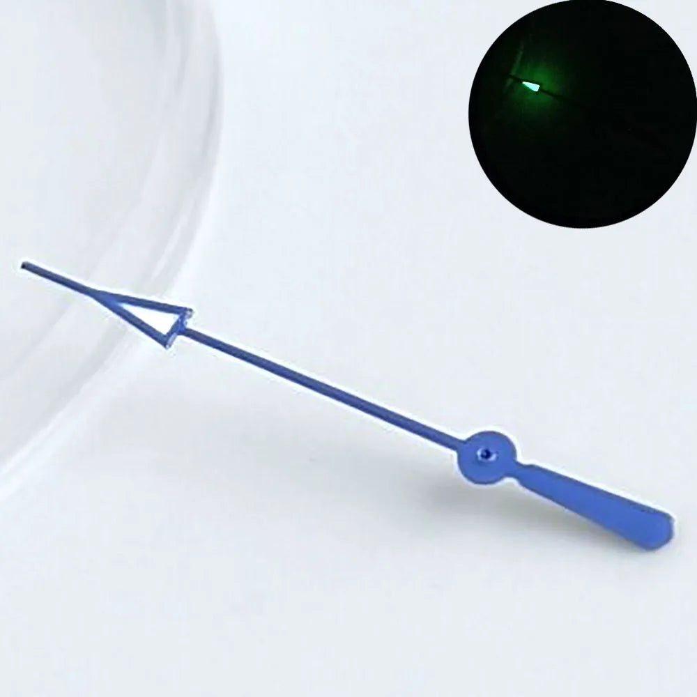 Green luminous watch hands for NH34, NH35, NH36 movements, personalized second hand.