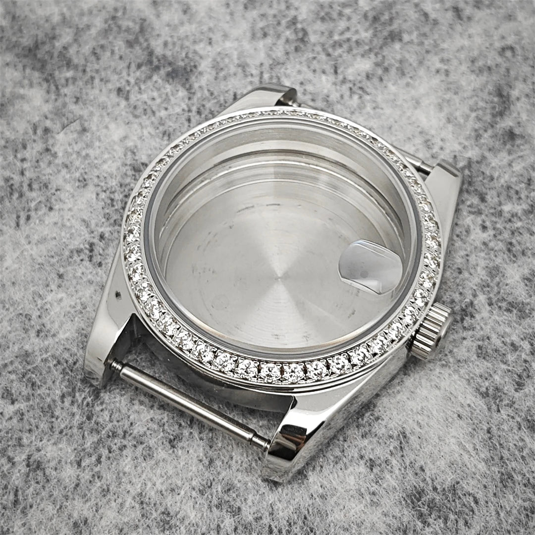 Oyster Diamond tainless Steel Watch Case with Sapphire Crystal Sfor NH35/NH36/4R