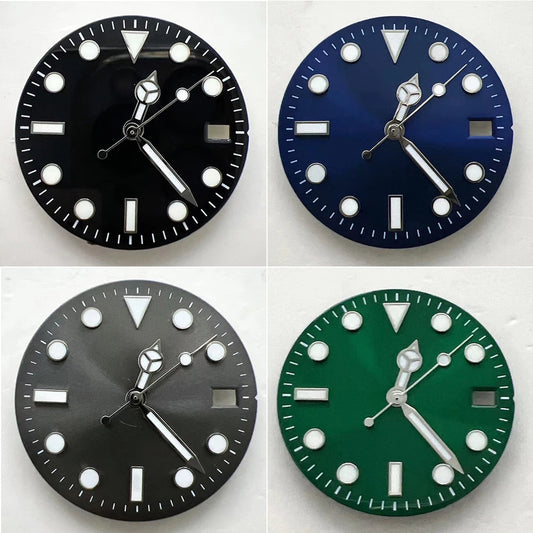 29mm Multicolor Watch Dial + Watch Hands for NH35 Movement Blue/Green Luminous