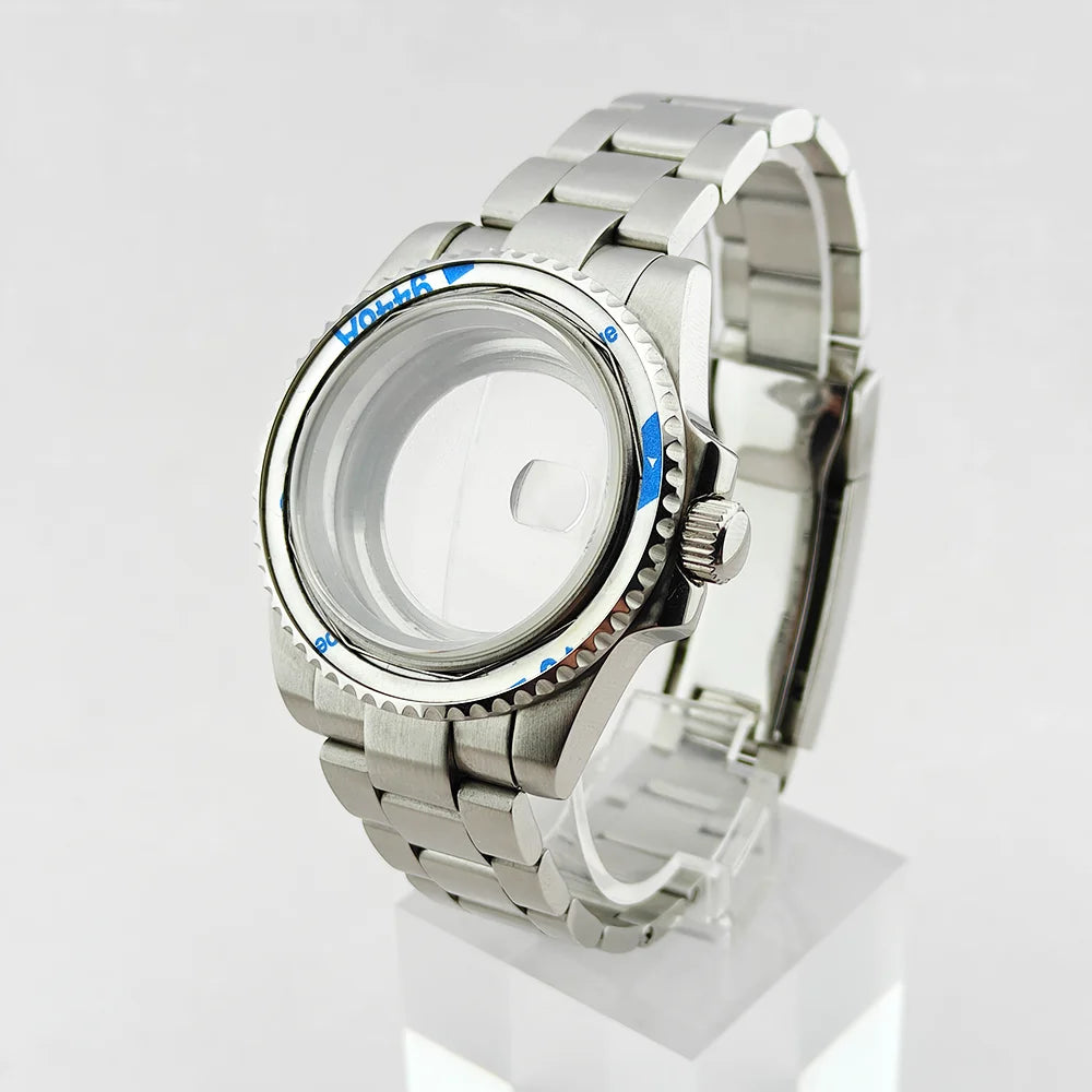 40.5mm SUB Sapphire Crystal Steel Watch Case One-Way Selection Bezel For NH35/36