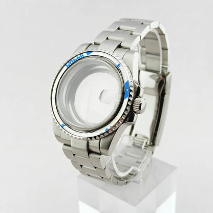 40.5mm SUB Sapphire Crystal Steel Watch Case One-Way Selection Bezel For NH35/36