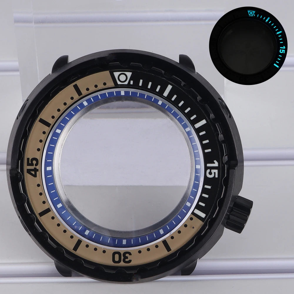 47mm Diver Watch Case Luminous Bezel For NH35 NH36 NH34 NH38 4R36 Tuna Can Mod