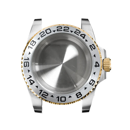 316L Watch Case 40mm Gold Edge Sapphire Flat Glass for NH35/ NH36 Modification