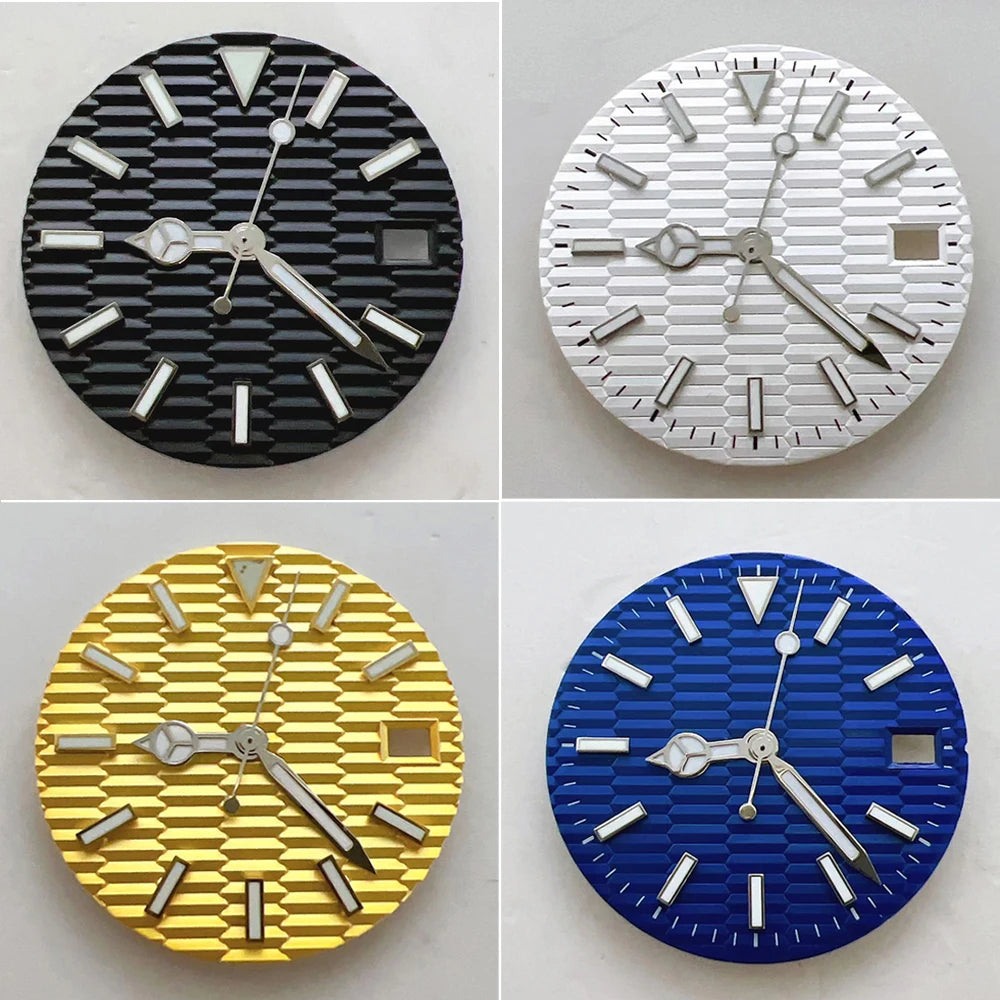Modified 28.5mm Watch Dial + Hands Set for NH35 Movement Blue Green Luminous