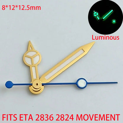 Watch Hands Blue Green Luminous Hands Fit NH 35 NH36 ETA 2836 2824 Miyota 8205 8215 Movement