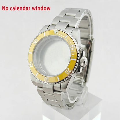 40.5mm SUB Sapphire Crystal Steel Watch Case One-Way Selection Bezel For NH35/36