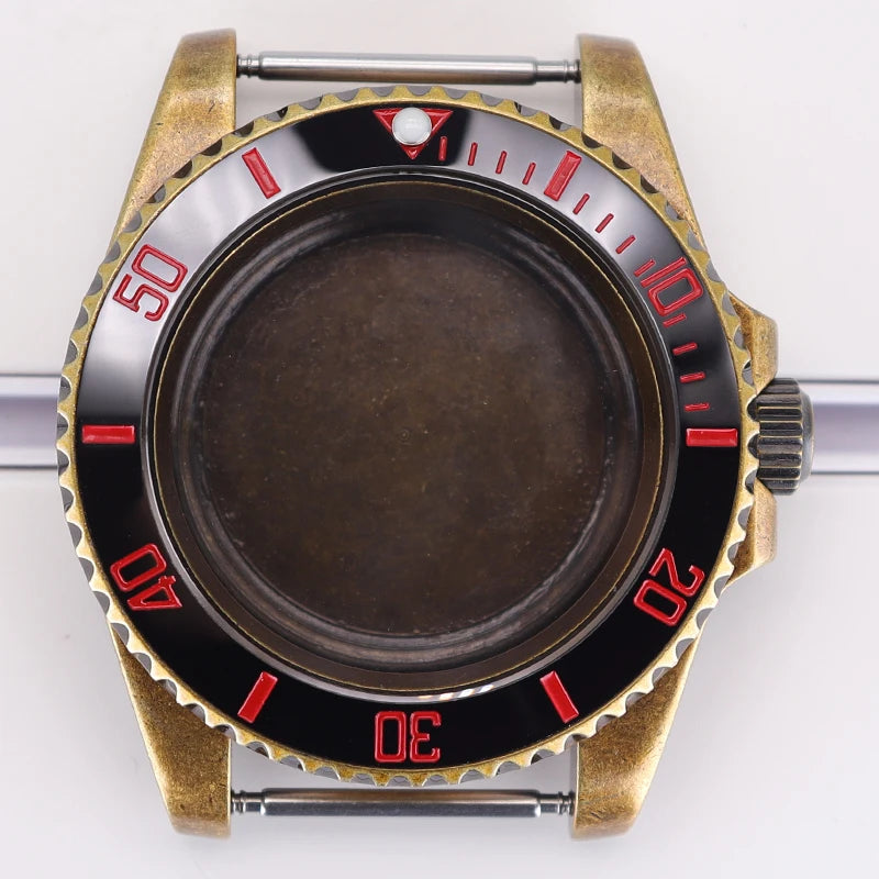 Bronze 40mm Watch Case Ceramic Bezel For SUB NH35/36/34/38/70 Sapphire Glass