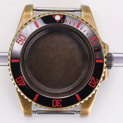Bronze 40mm Watch Case Ceramic Bezel For SUB NH35/36/34/38/70 Sapphire Glass