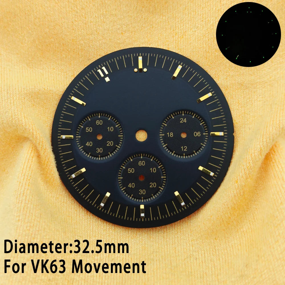 39.7mm Case 20mm Strap for VK63 Watch Head Silver Black Assembled Case Moon Case