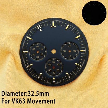 39.7mm Case 20mm Strap for VK63 Watch Head Silver Black Assembled Case Moon Case