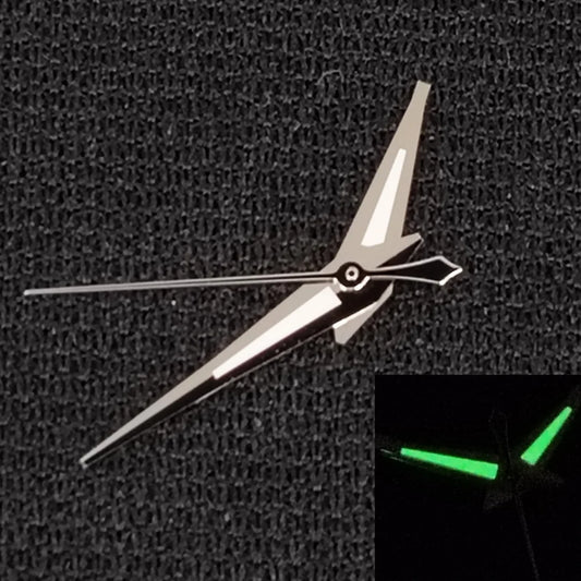 Modified Silver Trim Watch Hands  with Green Luminous for NH35/NH36/4R/7S