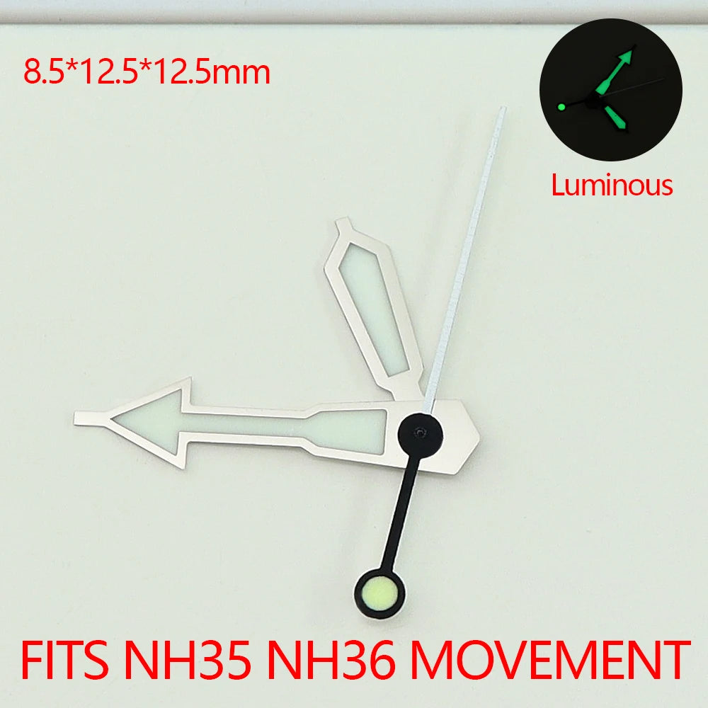 8.5*12.5*12.5mm Watch Hands with C3 Green Luminous For NH35 NH36 Movement