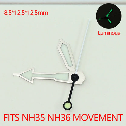 8.5*12.5*12.5mm Watch Hands with C3 Green Luminous For NH35 NH36 Movement