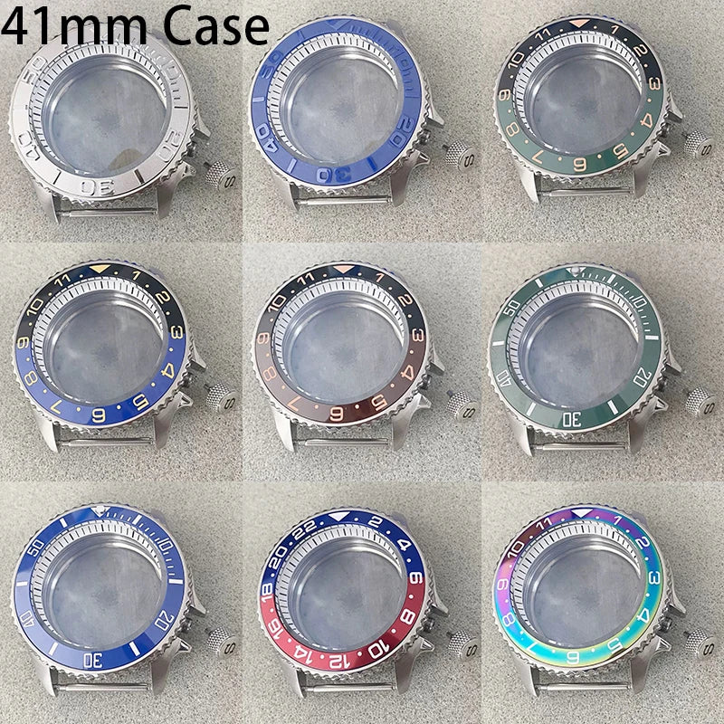 316L Steel 41.5mm 3.8 SKX007 SUB GMT 1-11 Bezel+Ring Watch Case Fit NH35/NH36