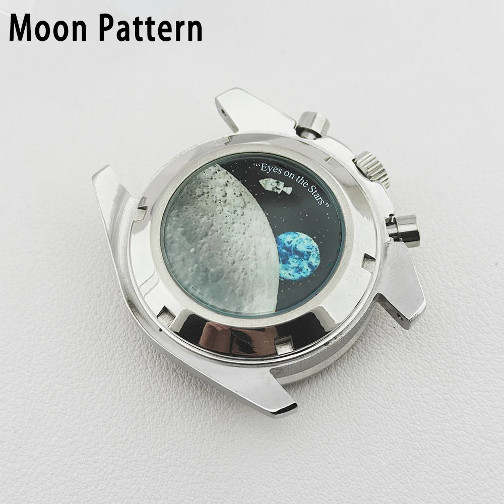 39.7mm Case 20mm Strap for VK63 Watch Head Silver Black Assembled Case Moon Case