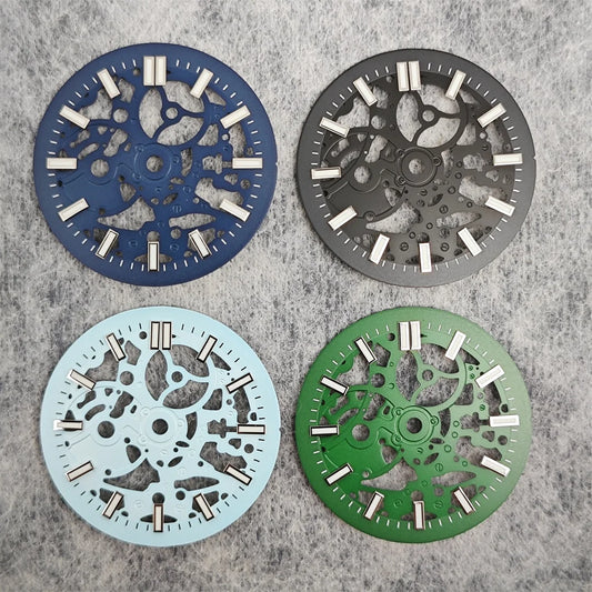 29.8mm Hollowed Out Luminous Watch Dial with Hands Log Scale Dial for NH38 NH70