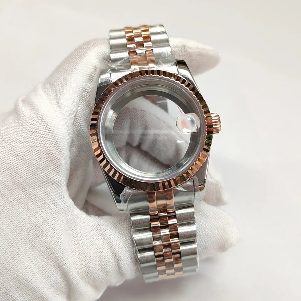 36/39mm Watch Case Transparent Back Cover with Date Window for NH35 NH36