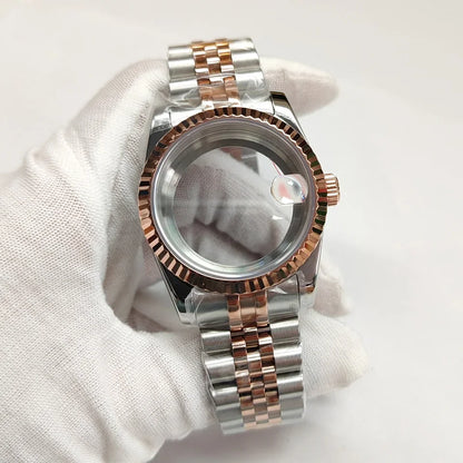 36/39mm Watch Case Transparent Back Cover with Date Window for NH35 NH36