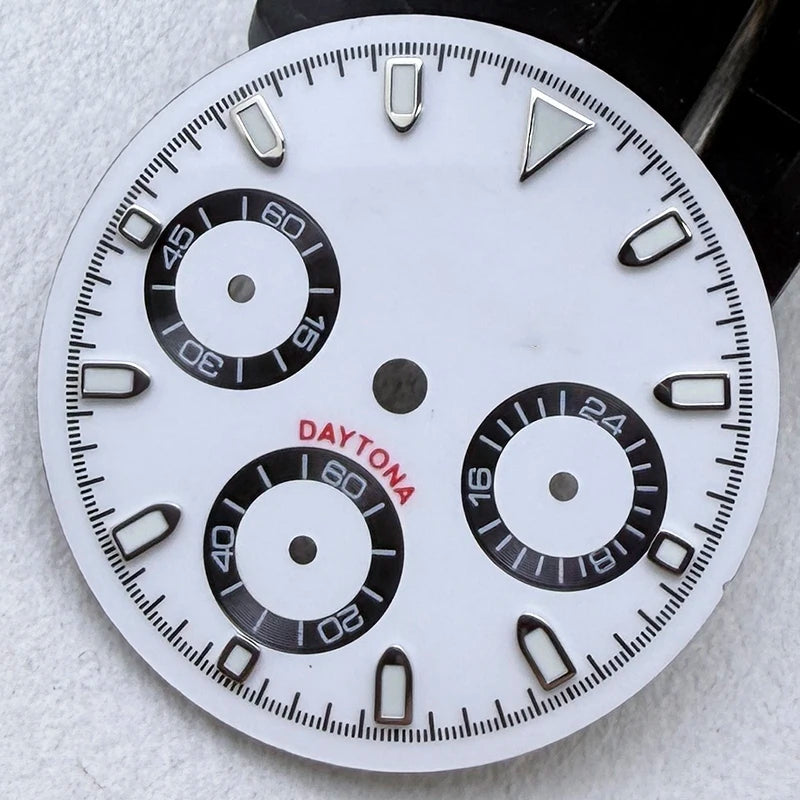29.5mm VK63 S Logo Dial 3 eyes Green Luminous Fit VK63 Movement Dial Watch