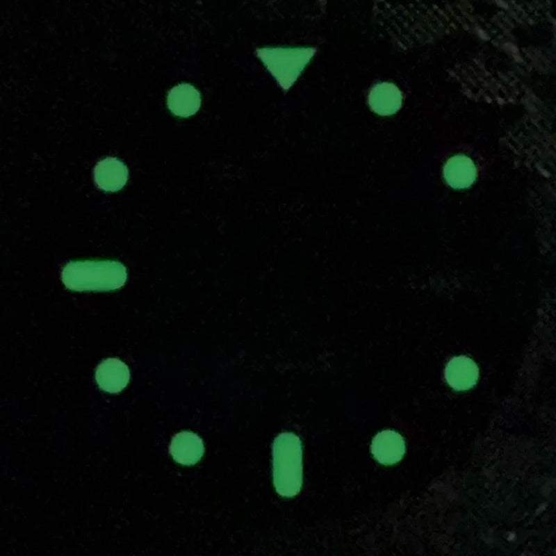 28.5mm S Logo Dial Dual Calendar SKX Watch Dial Gteen Luminous Fit NH36/4R36