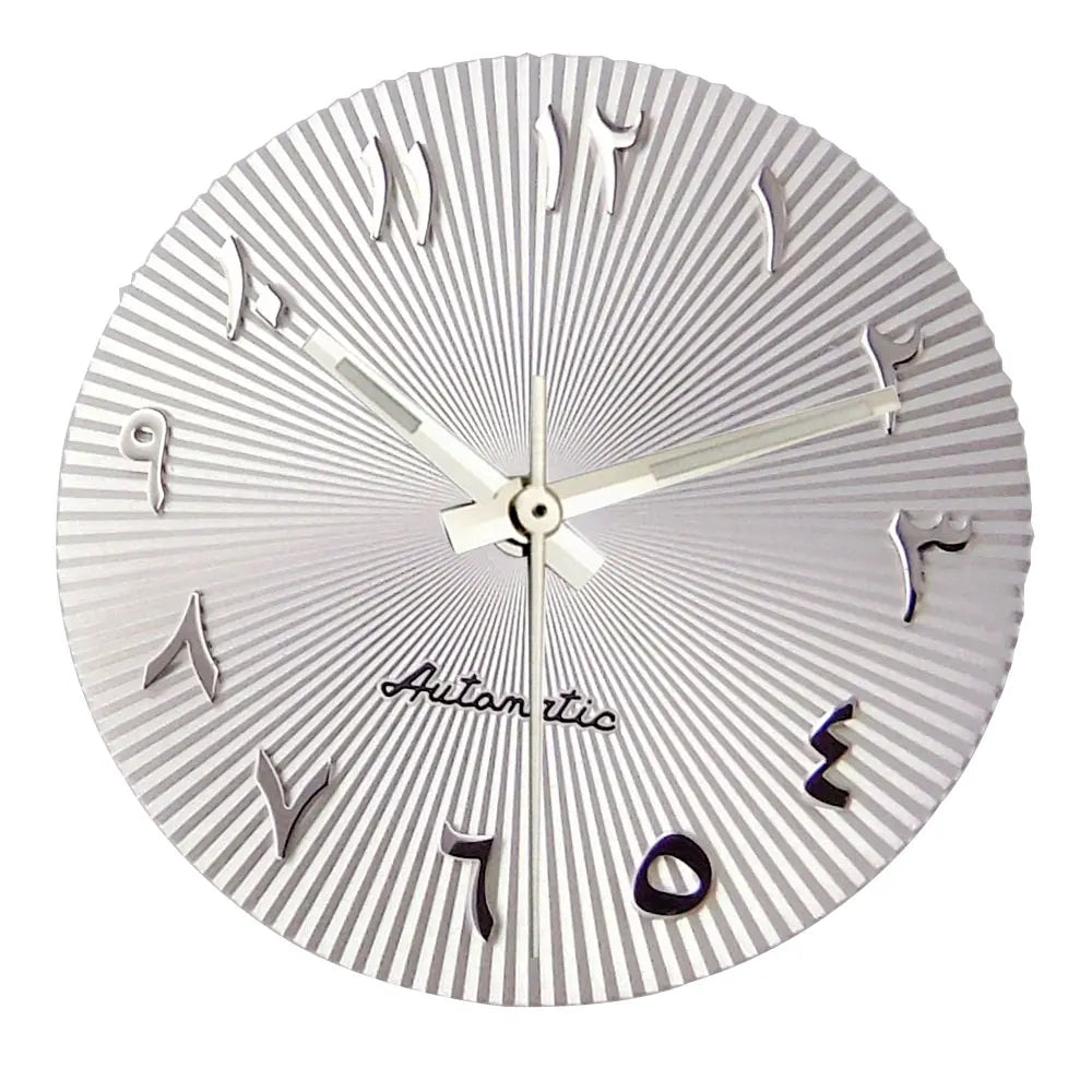 29mm ice blue Middle East numeral dial for 36-39mm fluted bezel watches, compatible with Miyota NH35/NH36 ETA PT.