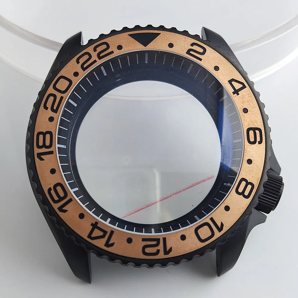 Case 41.5mm Convex Sapphire Glass Ceramic Bezel Stainless Steel Black Matte Waterproof Case Fit NH 35 NH36 Movement Case