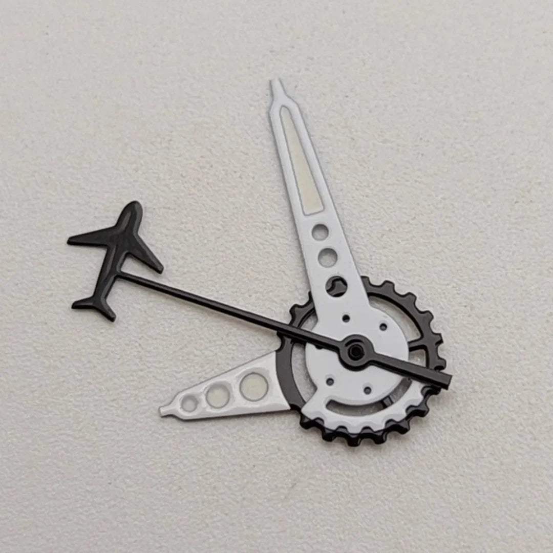 Gear Shape Pointer Airplane Second Hand Green Luminous Hands Set for NH35/NH36