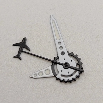 Gear Shape Pointer Airplane Second Hand Green Luminous Hands Set for NH35/NH36