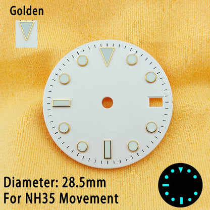 28.5mm Multicolor Watch Dials For NH35 NH36 Blue Luminous with Dial Calendar