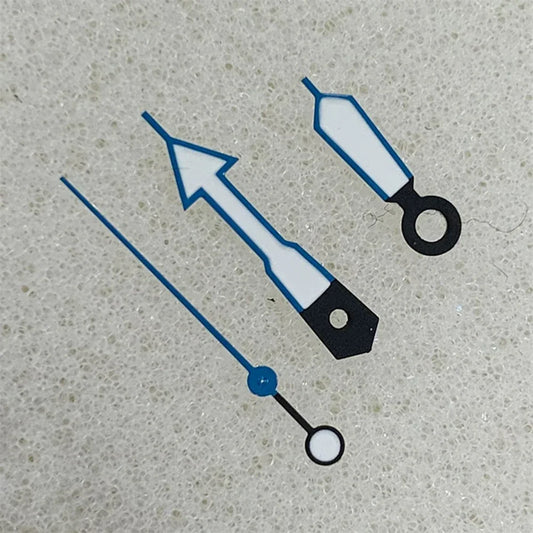 13mm Arrow Shape Blue Trim Watch Hands Green Lume Fit for NH35 NH36 4R36 7S26