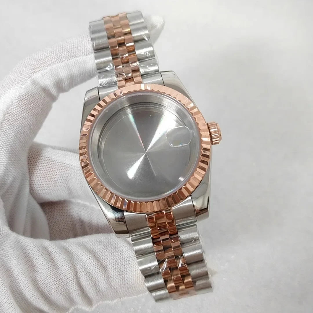 36/39mm Watch Case Transparent Back Cover with Date Window for NH35 NH36