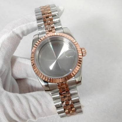 36/39mm Watch Case Transparent Back Cover with Date Window for NH35 NH36