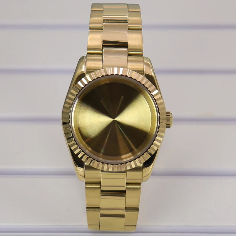 36/39mm Sapphire Case Fluted Curved Bezel For NH35 NH36 NH38 Miyota 8215 8205