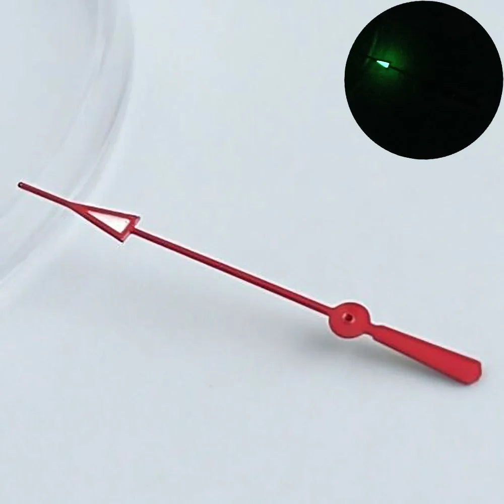 Green luminous watch hands for NH34, NH35, NH36 movements, personalized second hand.