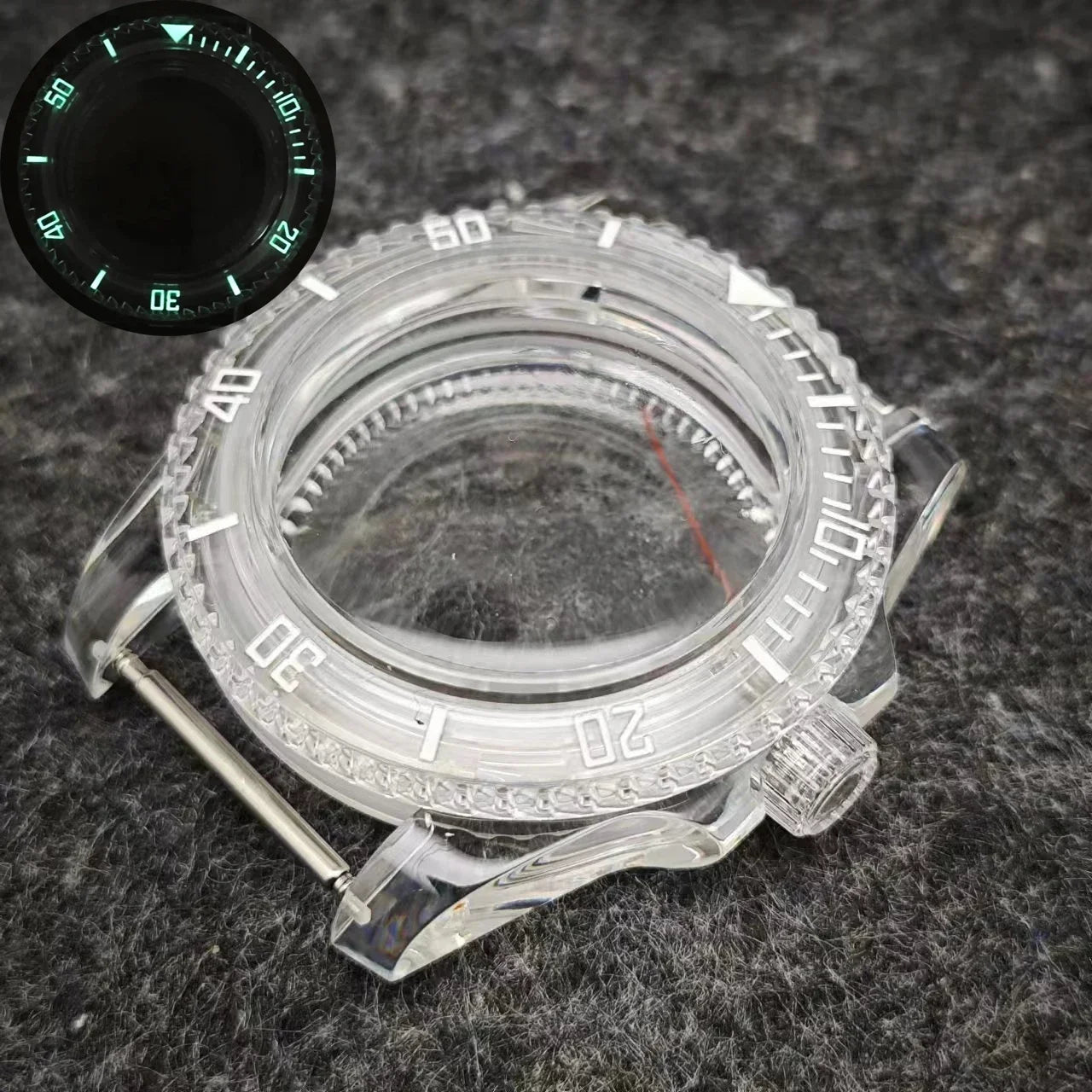 40mm Transparent Watch Case 20mm Bands Set Luminous Acrylic Case for NH35/NH36