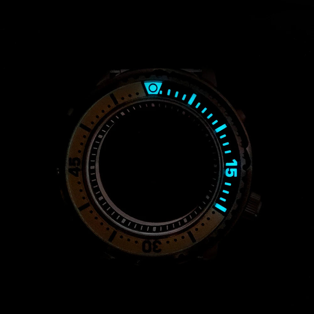 43mm Watch Case For NH34 NH35 NH36 NH38 Tuna Sapphire Crystal Luminous Bezel