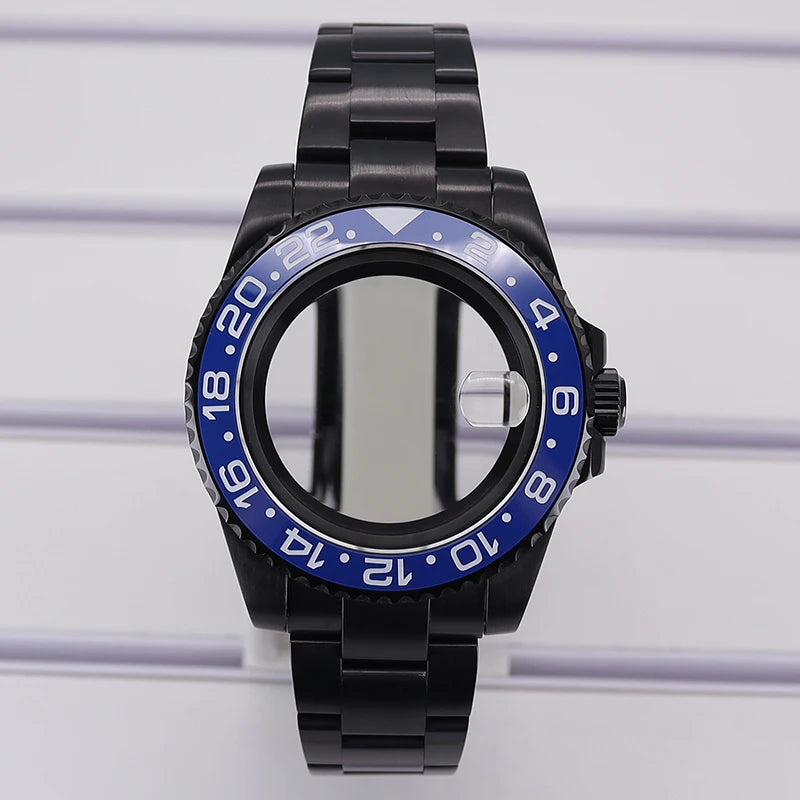 40mm PVD Watch Case Strap For NH34/35/36 GMT Eta2824 Miyota8215 Sapphire Crystal