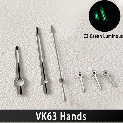 For VK63 Hands C3 Green Luminous Watch Hands for VK63 Movement Men's Watches