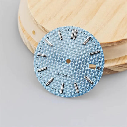 31mm Watch Dial Green Luminous Retro Silver Bar Studs Watch Faces for NH35/NH36