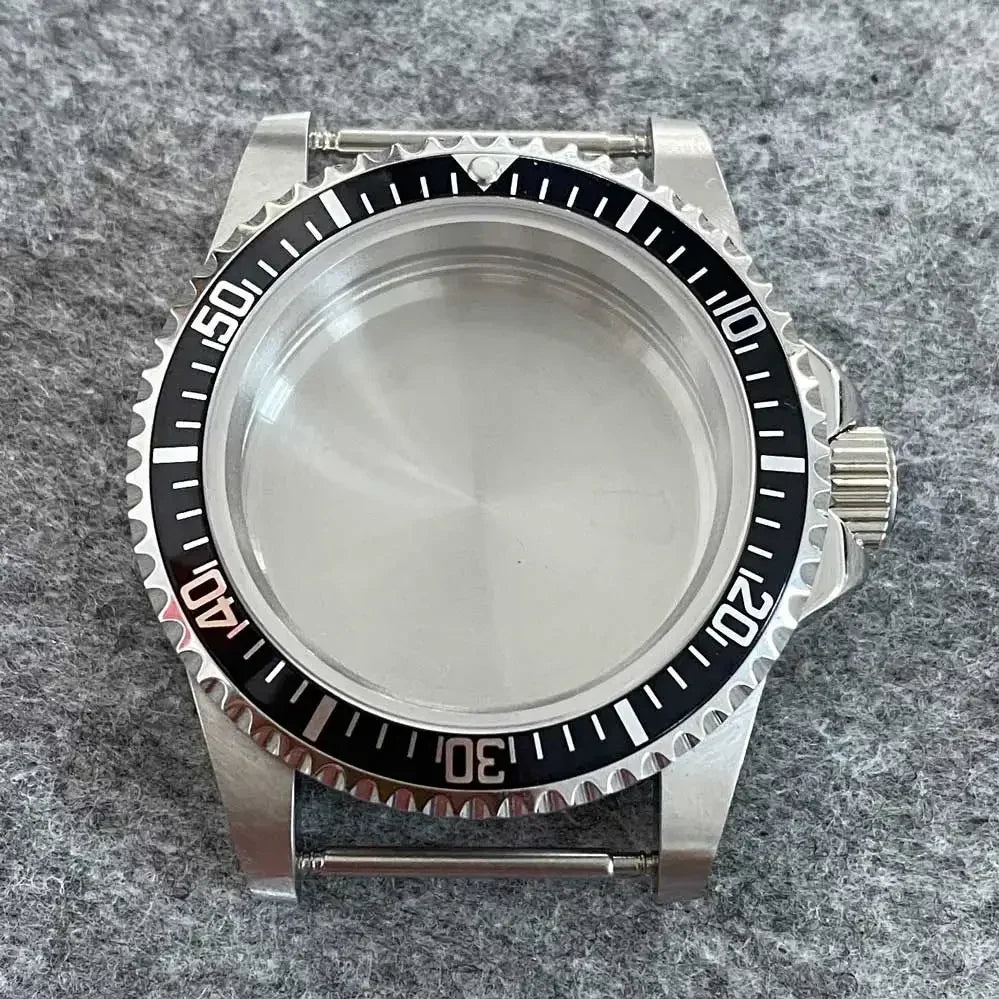 39.5mm Steel Watch Case Retro Flat Mirror Case Sapphire Crystal Fit NH35 NH36