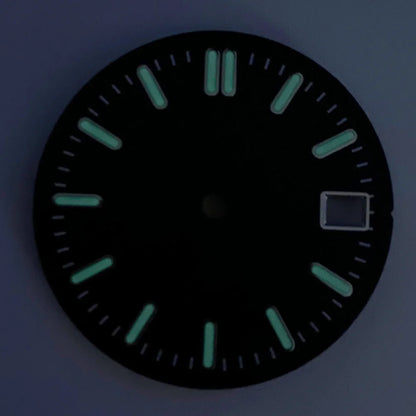 Sterile 29mm Sunray green, blue, grey watch face with silver markers for NH35 NH36 dive pilot watches