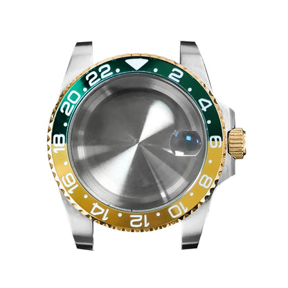 40mm Steel Gold Edge Watch Case Sapphire Date Magnifying Glass for NH35/NH36