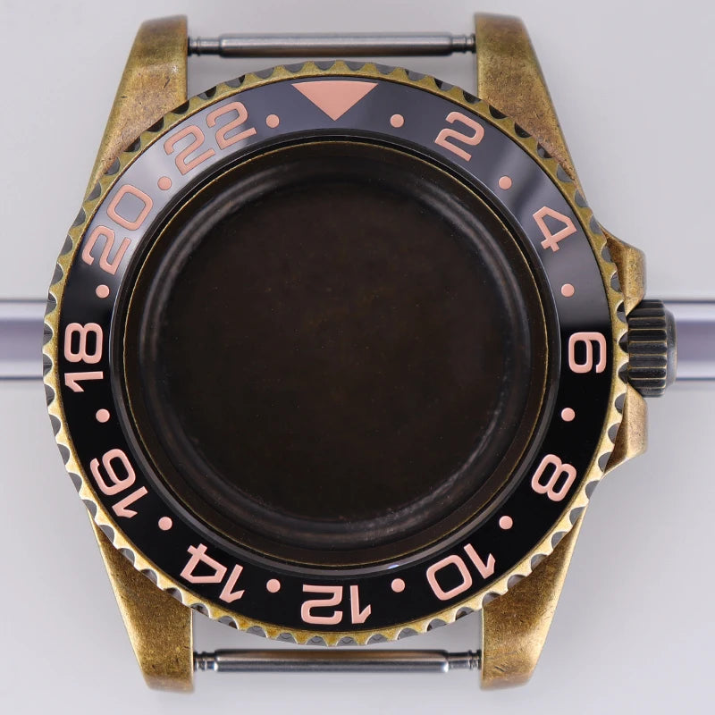 40mm Bronze SUB Watch Case Bezel For NH35/36 GMT NH34/38 4R36 Sapphire Crystal